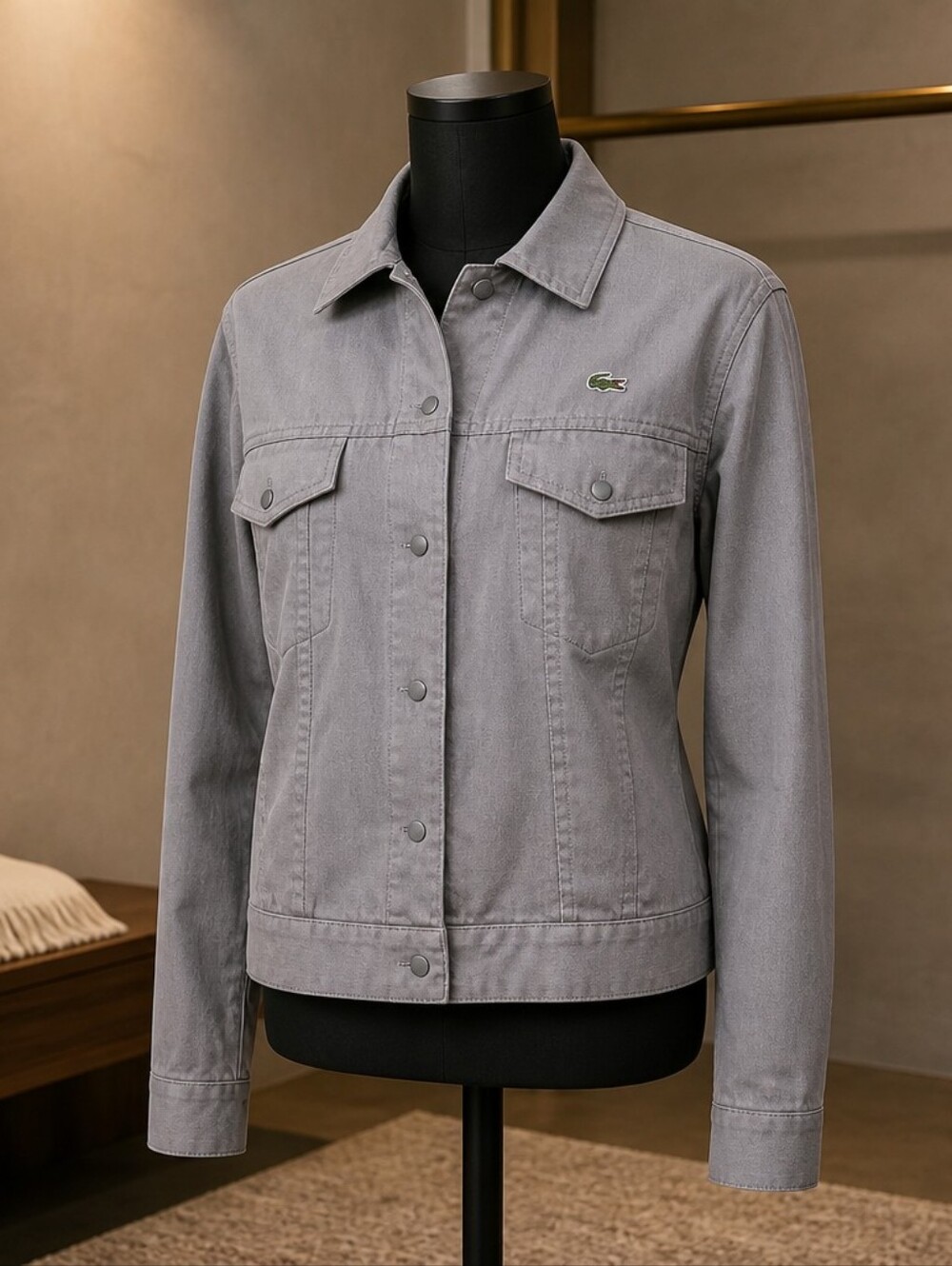 LACOSTE LDS LINEN JACKET TAUPE SPORTY SIZE 42 MINT